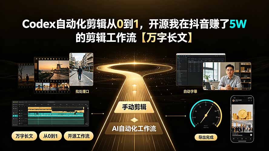 Codex自动化剪辑从0到1,开源我在抖音赚了5W 的剪辑工作流【万字长文】-轻创终点站
