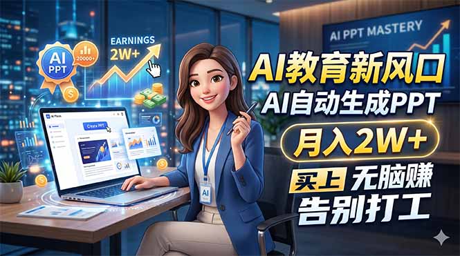 AI教育新风口，AI自动生成PPT，月入2W+，无脑赚，告别打工-轻创终点站