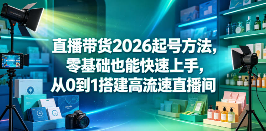 直播带货2026起号方法，零基础也能快速上手，从0到1搭建高流速直播间-轻创终点站