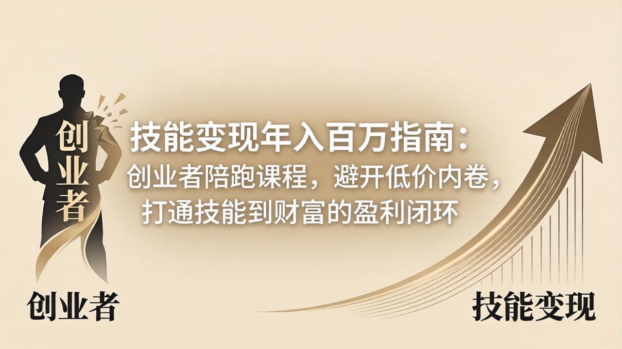 技能变现年入百万指南：创业者陪跑课程，避开低价内卷，打通技能到财富的盈利闭环-轻创终点站