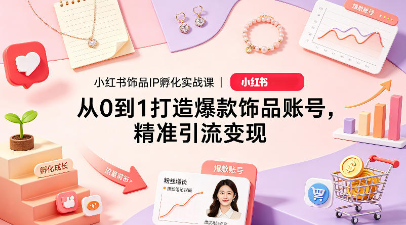 小红书饰品IP孵化实战课｜从0到1打造爆款饰品账号，精准引流变现-轻创终点站