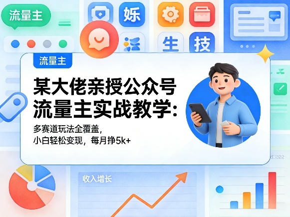 某大佬亲授公众号流量主实战教学：多赛道玩法全覆盖，小白轻松变现，每月多挣5k+-轻创终点站