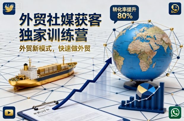 外贸社媒获客独家训练营,外贸新模式,快速做外贸(更新26年6月)-轻创终点站