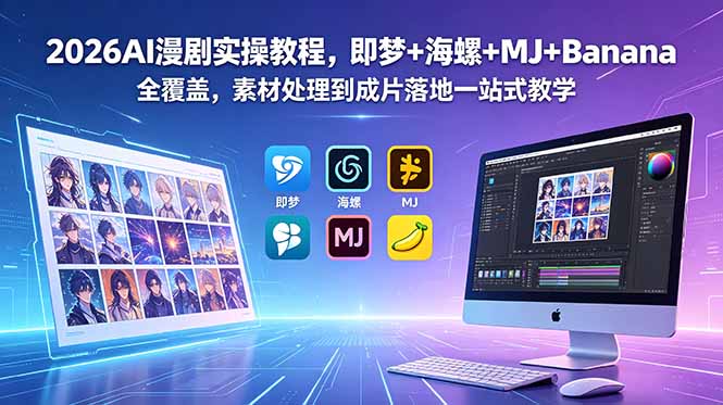 2026AI漫剧实操教程，即梦+海螺+MJ+Banana全覆盖，素材处理到成片落地一站式教学-轻创终点站