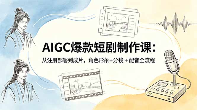 AIGC爆款短剧制作课：从注册部署到成片，角色形象+分镜+配音全流程-轻创终点站