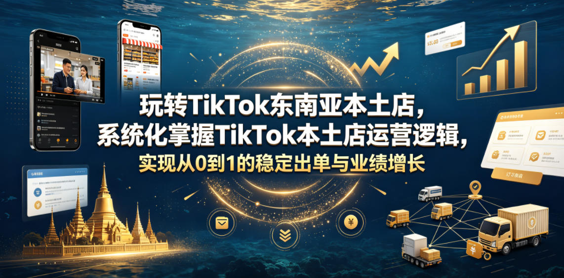 玩转TikTok东南亚本土店,系统化掌握TikTok本土店运营逻辑,实现从0到1的稳定出单与业绩增长-轻创终点站