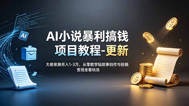 AI小说暴利搞钱项目教程-更新,大佬亲测月入1-3万,从零教学短故事创作与投稿变现全套玩法-轻创终点站
