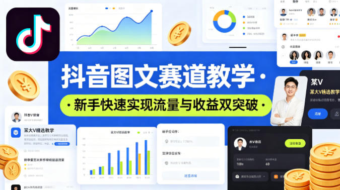 抖音图文赛道教学，某大V精选教学，新手也能快速实现流量与收益双突破-轻创终点站