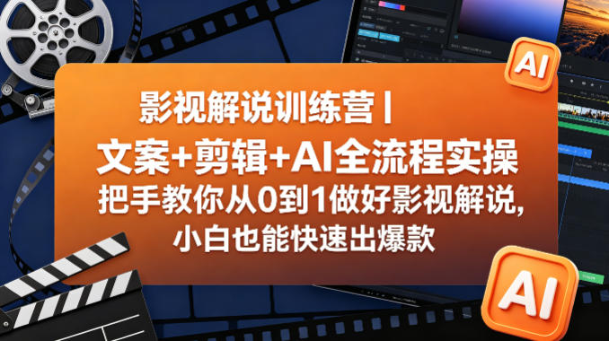 影视解说训练营｜文案+剪辑+AI全流程实操，把手教你从0到1做好影视解说，小白也能快速出爆款-轻创终点站