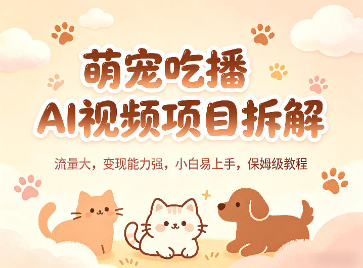 萌宠吃播AI视频项目拆解，流量大，变现能力强，小白易上手，保姆级教程-轻创终点站