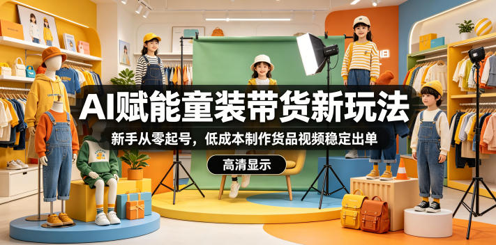 AI赋能童装带货新玩法，新手从零起号，低成本制作货品视频稳定出单-轻创终点站