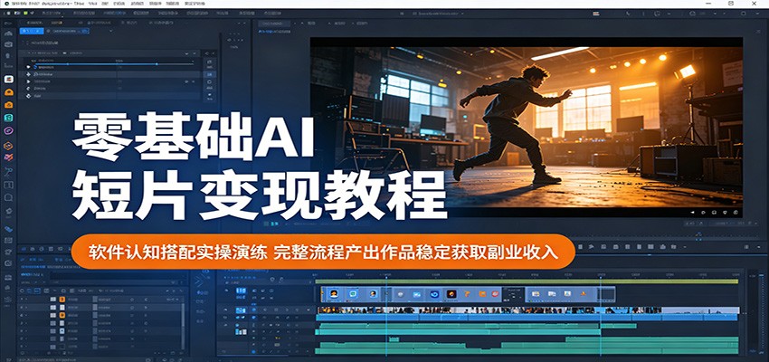 零基础AI短片变现教程：软件认知搭配实操演练，完整流程产出作品稳定获取副业收入-轻创终点站