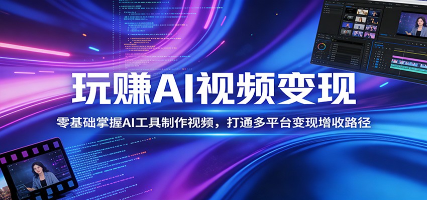 玩赚AI视频变现，零基础掌握AI具制作视频，打通多平台变现增收路径-轻创终点站