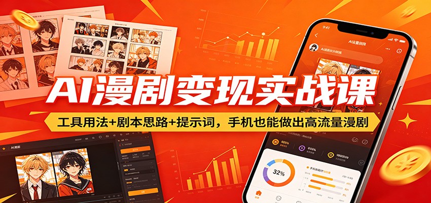 AI漫剧变现实战课：工具用法+剧本思路+提示词，手机也能做出高流量漫剧-轻创终点站