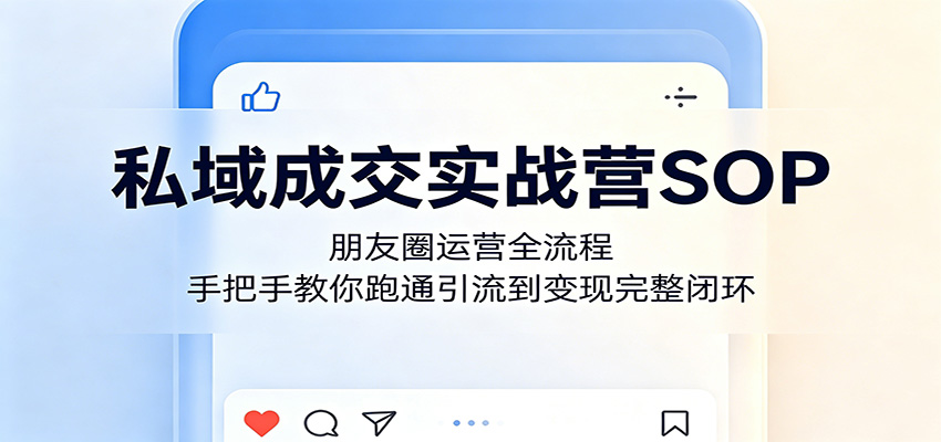 私域成交实战营SOP：朋友圈运营全流程，手把手教你跑通引流到变现完整闭环-轻创终点站