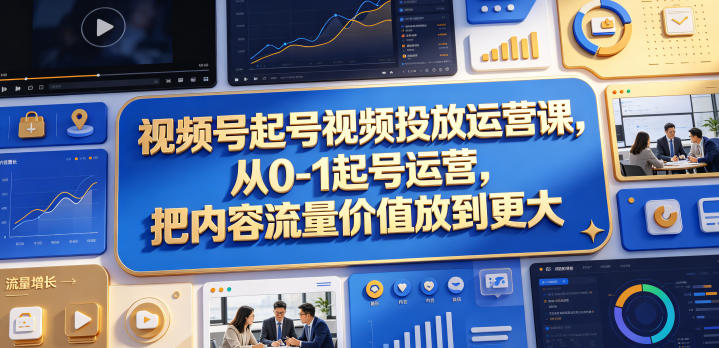 视频号起号视频投放运营课,从0-1起号运营,把内容流量价值放到更大-轻创终点站