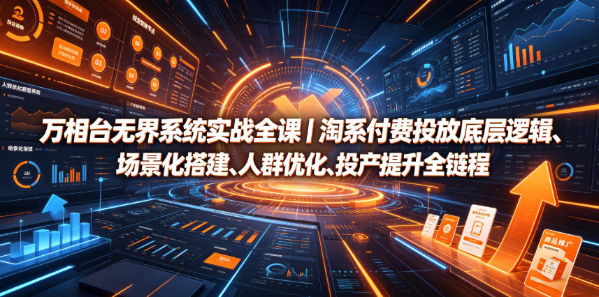 万相台无界系统实战全课|淘系付费投放底层逻辑、场景化搭建、人群优化、投产提升全链路运营教程-轻创终点站