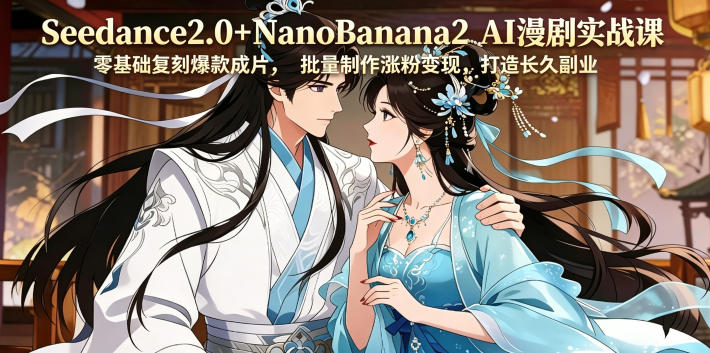 Seedance2.0+NanoBanana2 AI漫剧实战课,零基础复刻爆款成片涨粉变现,打造长久副业收益-轻创终点站
