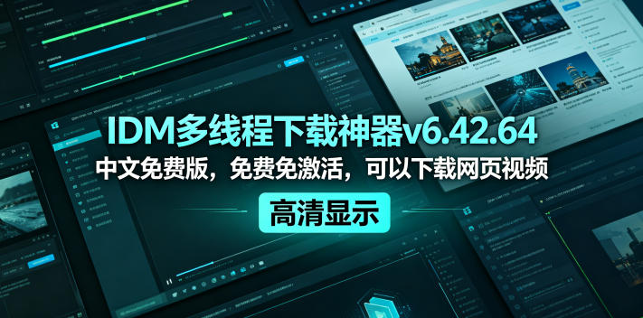 IDM多线程下载神器v6.42.64中文免费版，免费免激活，可以下载网页视频(例如飞书文档内的视频)-轻创终点站