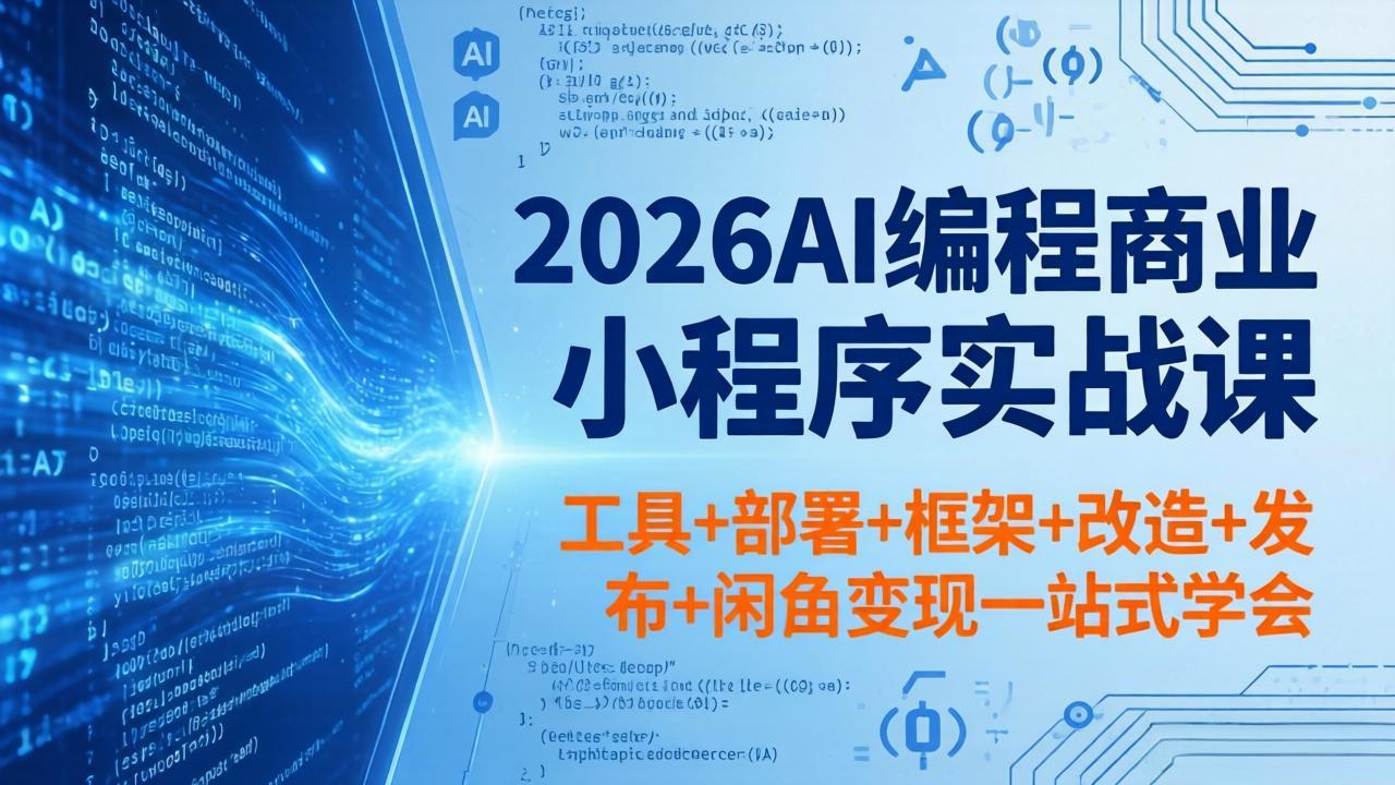 2026AI编程商业小程序实战课，工具+部署+框架+改造+发布+闲鱼变现一站式学会-轻创终点站