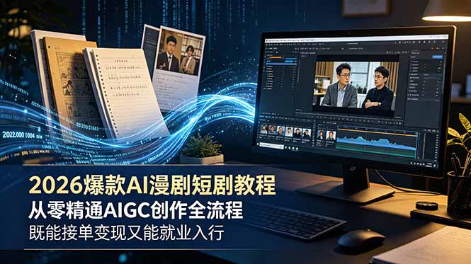2026 爆款 AI 漫剧短剧教程 从零精通 AIGC 创作全流程 既能接单变现又能就业入行-轻创终点站