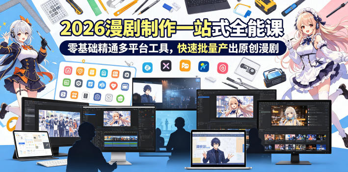 2026 AI漫剧制作一站式全能课，零基础精通多平台工具，快速批量产出原创漫剧-轻创终点站