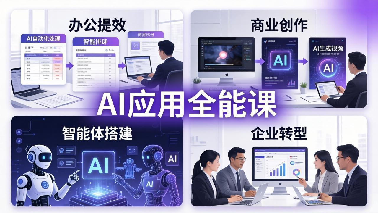 AIGC 应用师全能课-更新：办公提效、商业创作、智能体搭建、企业转型，一站式学会AI应用-轻创终点站