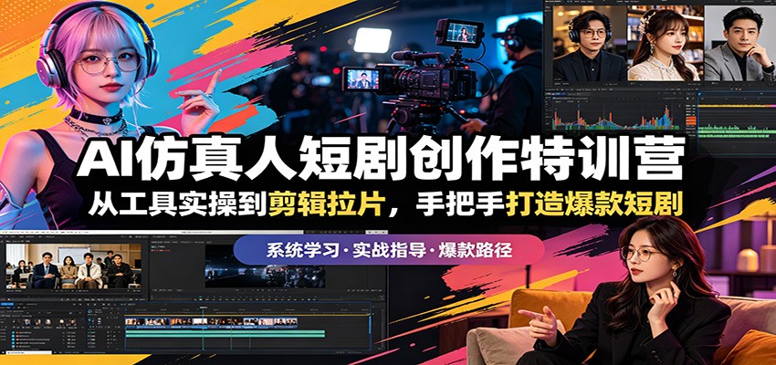 AI仿真人短剧创作特训营：从工具实操到剪辑拉片，手把手打造爆款短剧-轻创终点站