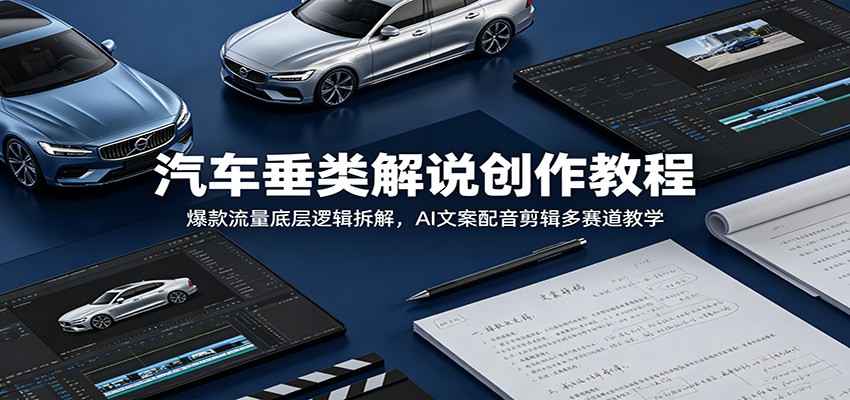 汽车垂类解说创作教程：爆款流量底层逻辑拆解，AI文案配音剪辑多赛道教学-轻创终点站