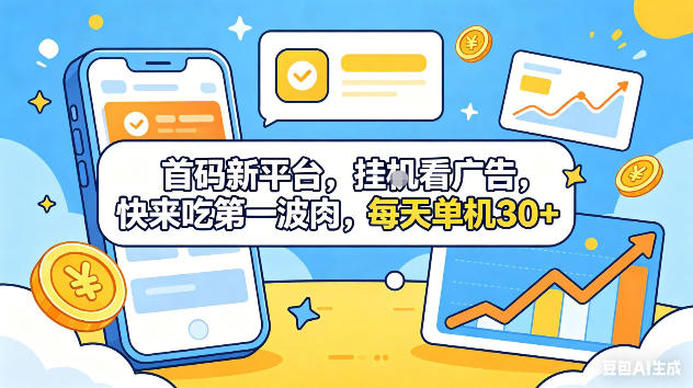 首码新平台，挂G自动看广告，快来吃第一波肉，每天单机30+，可矩阵放大【揭秘】-轻创终点站