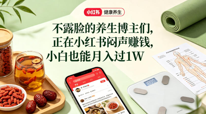 小红书健康养生科普图文赛道，不露脸的养生博主们，正在小红书闷声賺钱，小白也能月入过1W-轻创终点站