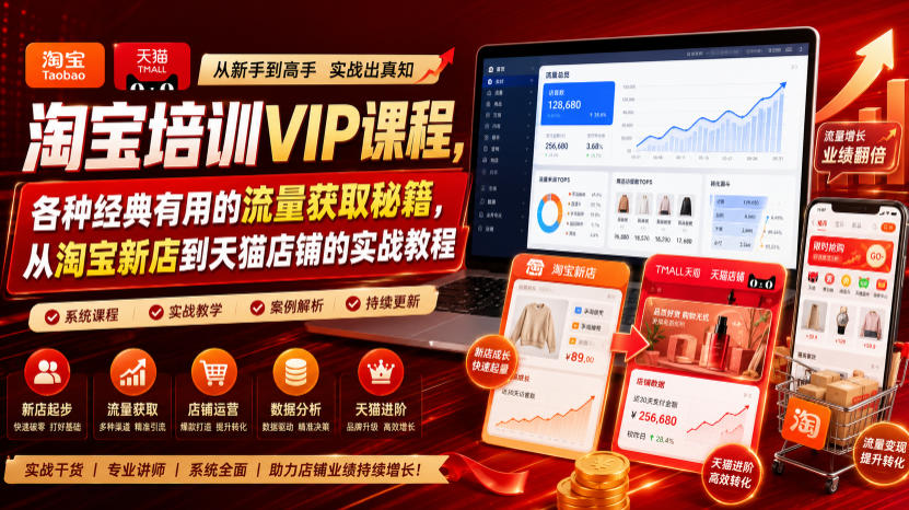 淘宝培训VIP课程，各种经典有用的流量获取秘籍，从淘宝新店到天猫店铺的实战教程(更新7月29日)-轻创终点站