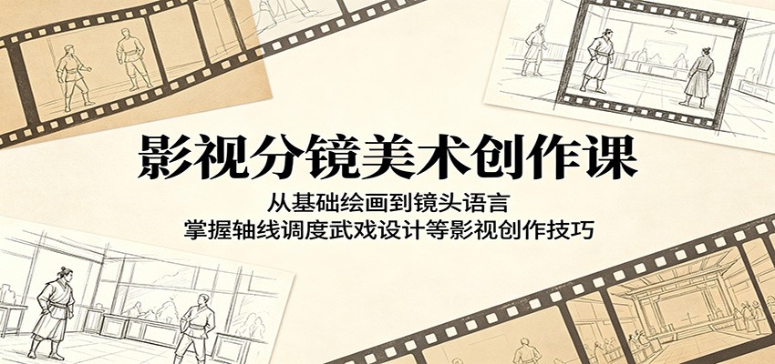 影视分镜美术创作课：从基础绘画到镜头语言，掌握轴线调度武戏设计等影视创作技巧-轻创终点站