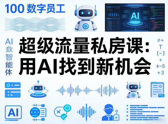 你的AI数字员工100个智能体，超级流量私房课，用AI找到新机会-轻创终点站