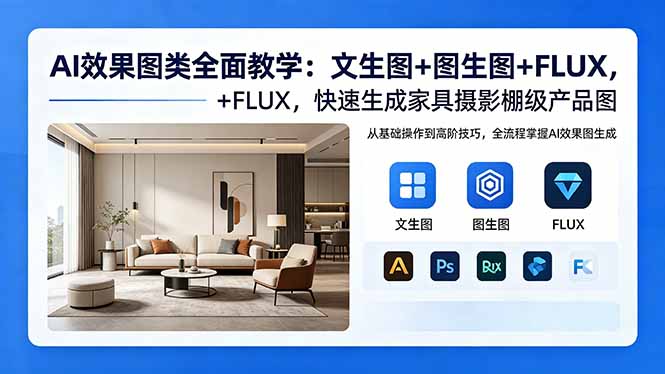 AI效果图类全面教学：文生图+图生图+FLUX，快速生成家具摄影棚级产品图-轻创终点站