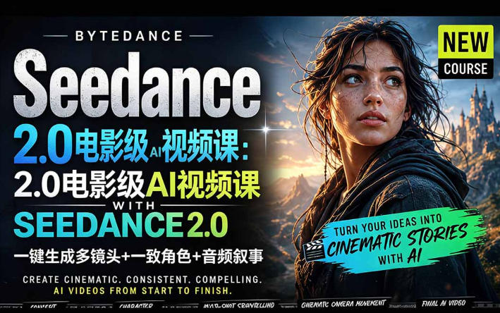 字节跳动的Seedance 2.0 AI电影视频生成制作教程，一键生成多镜头+一致角色+音频叙事-中英字幕-轻创终点站