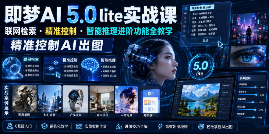 即梦AI 5.0 lite实战课，联网检索・精准控制・智能推理进阶功能全教学，精准控制AI出图-轻创终点站