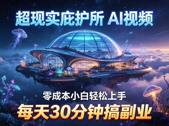 超现实庇护所AI视频项目拆解，零成本小白轻松上手，每天30分钟搞副业-轻创终点站