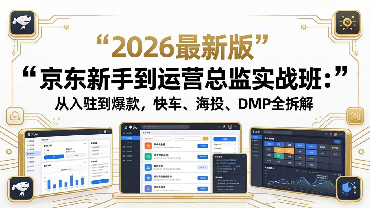 京东新手到运营总监实战班：从入驻到爆款，快车、海投、DMP全拆解，2026最新版-轻创终点站