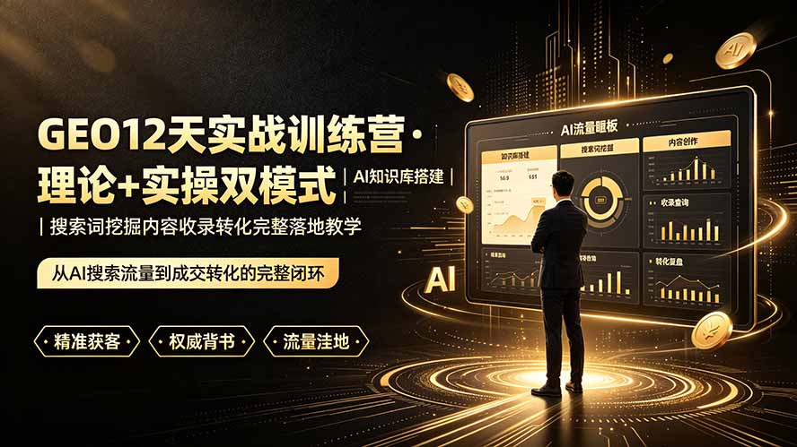 GEO12天实战训练营·理论+实操双模式｜AI知识库搭建｜搜索词挖掘内容收录转化完整落地教学-轻创终点站
