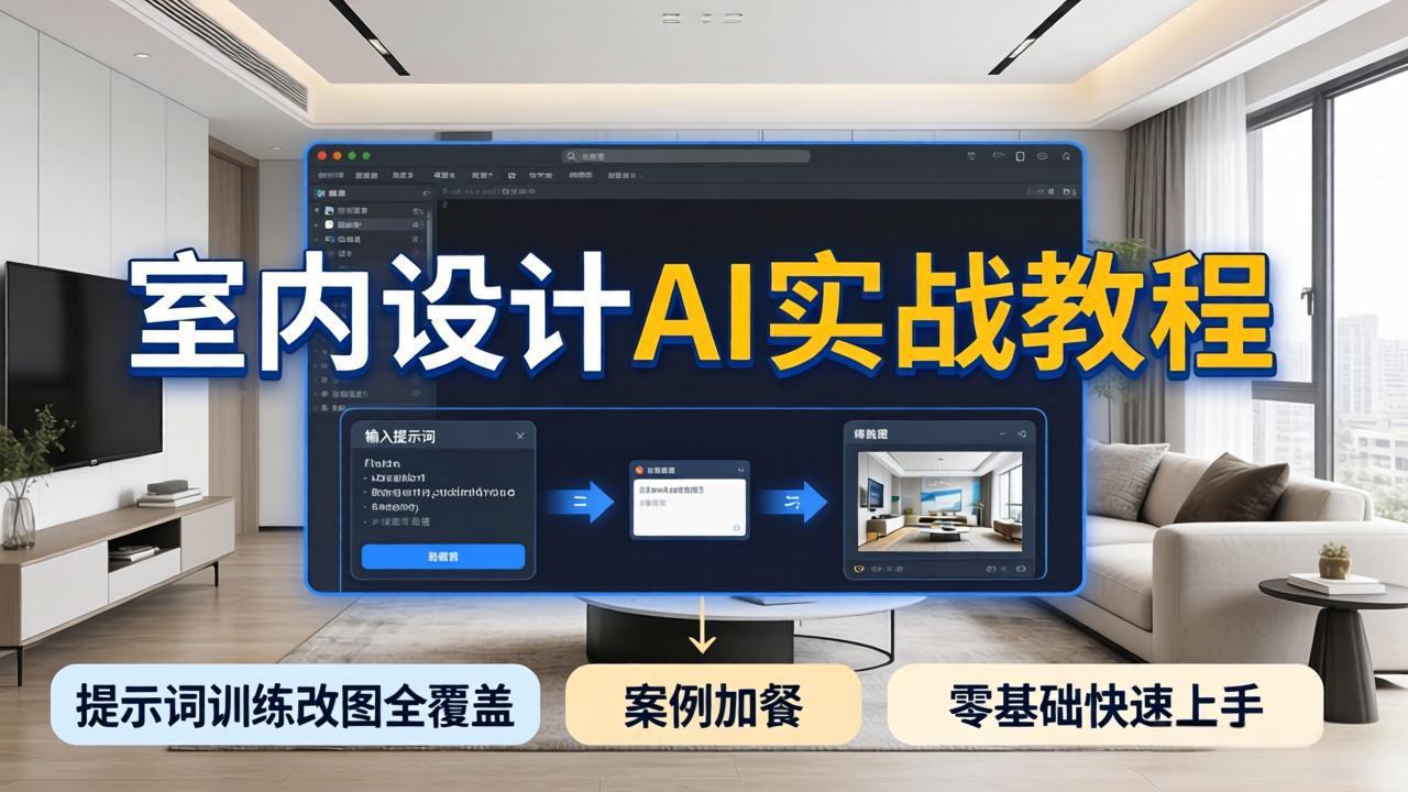 2026室内设计AI实战教程，提示词训练改图全覆盖，搭配案例加餐，零基础也能快速上手-轻创终点站