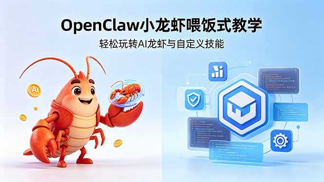 不用懂技术！OpenClaw小龙虾喂饭式教学，轻松玩转AI龙虾与自定义技能 (5月22更新-轻创终点站