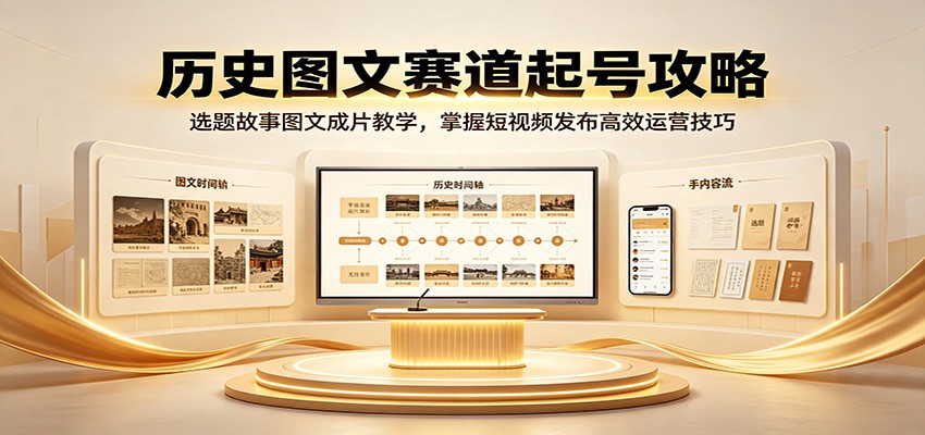 历史图文赛道起号攻略:选题故事图文成片教学,掌握短视频发布高效运营技巧-轻创终点站