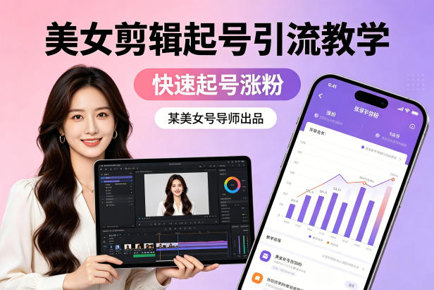 某美女号导师出品：美女剪辑起号引流教学，快速起号涨粉-轻创终点站