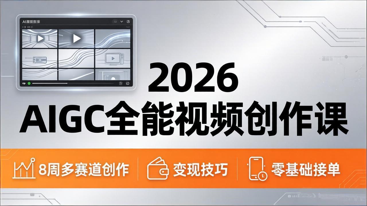 2026AIGC全能视频创作课，8周吃透多赛道创作+变现，零基础也能高效出片接单-轻创终点站