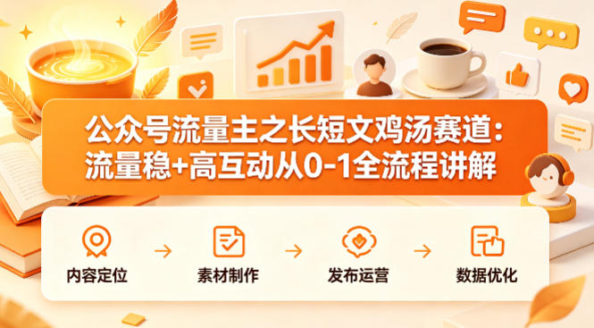 公众号流量主之长短文鸡汤赛道，流量稳+高互动，从0-1全流程讲解-轻创终点站
