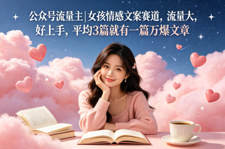 公众号流量主女孩情感文案赛道，流量大，好上手，平均3篇就有一篇万爆文章-轻创终点站