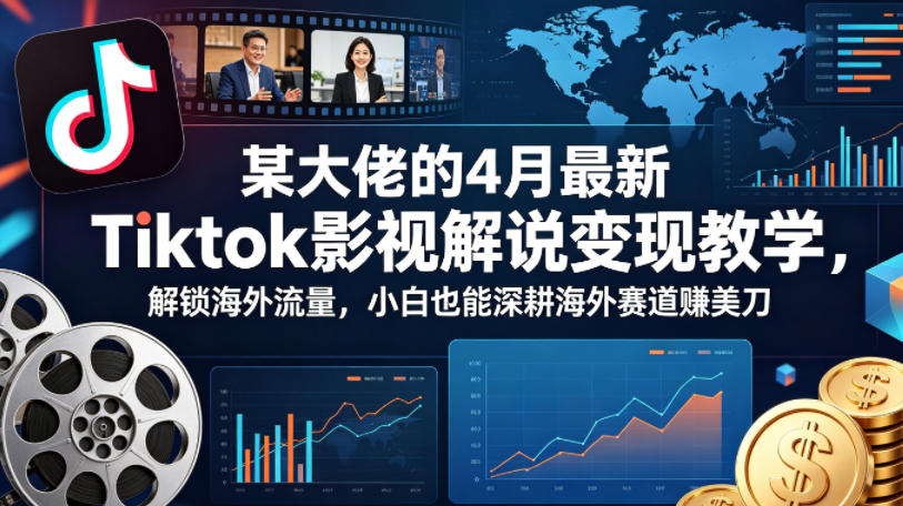 某大佬的4月最新Tiktok影视解说变现教学，解锁海外流量，小白也能深耕海外赛道賺美刀-轻创终点站