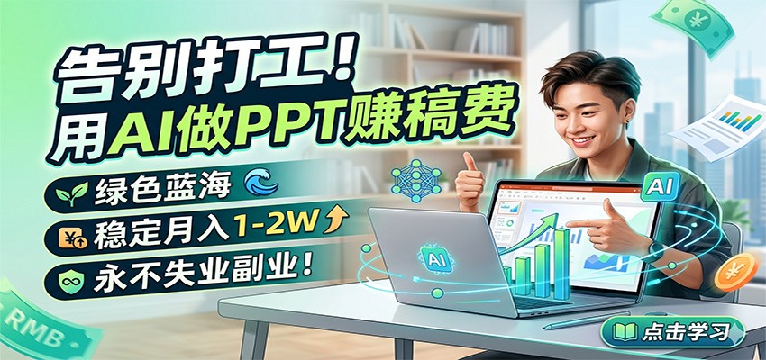 告别打工！用AI做PPT赚稿费，绿色蓝海，稳定月入1-2W，永不失业副业！-轻创终点站
