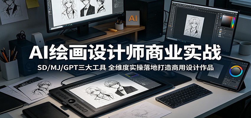 AI绘画设计师商业实战：SD/MJ/GPT三大工具，全维度实操落地打造商用设计作品-轻创终点站